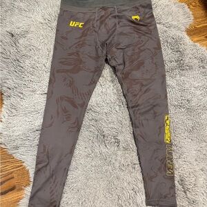 UFC Brown Leggings with Yellow Accents